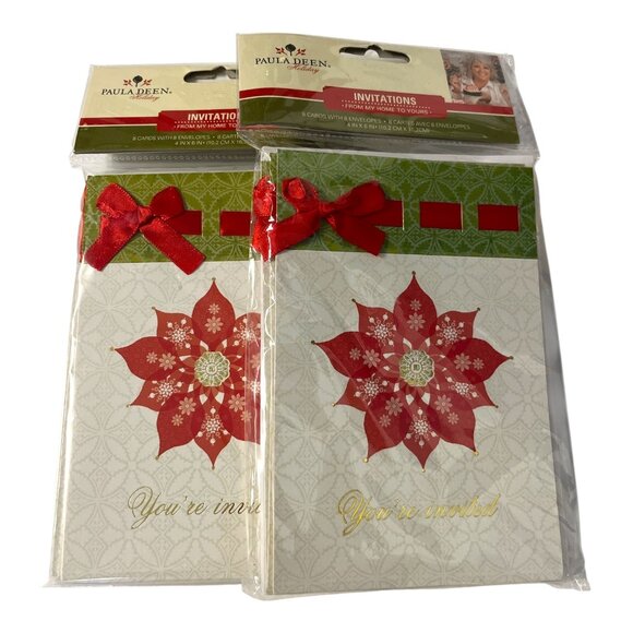 Lot of 2 Paula Deen Holiday Invitation Cards – Set of 8 with Envelopes – New Sea - Picture 1 of 5
